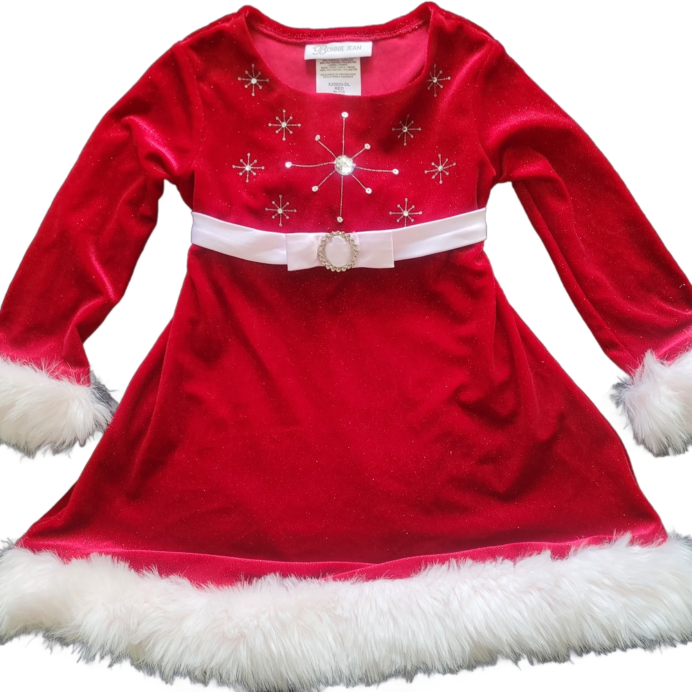 Red Holiday Dress with Faux Fur Trim Size 2T